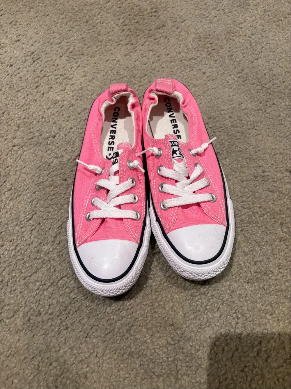 Converse Shoreline Women’s Pink Low-Top Canvas Sneakers with White Trim - Picture 4 of 4